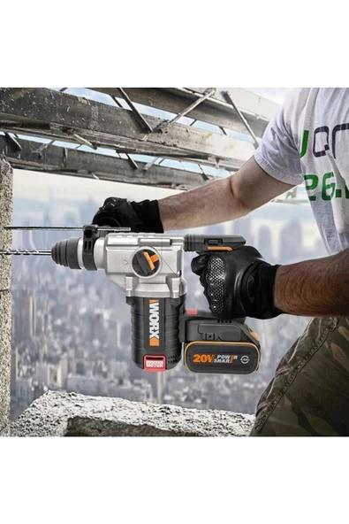 Wx380 20volt 4.0ah. 2.2j Li-ion Çift Akülü Şarjlı Profesyonel Sds-plus Pnömatik Kırıcı/delici - Resim 5