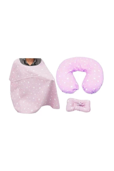 Sevi Bebe Minderi Önlüğü Seti Art-75 Pembe-Yıldız ürün görseli 1