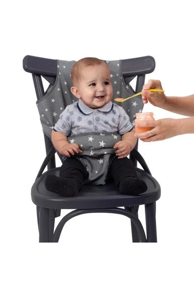 SEVİ BEBE Kumaş Mama Sandalyesi Art-152 Gri Yıldız ürün görseli 1