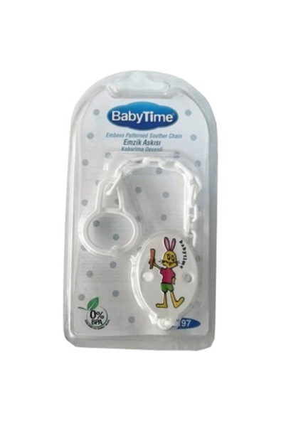 BABYTİME Baby Time Kabartma Desenli Emzik Askısı Tavşan Bt197 ürün görseli 1