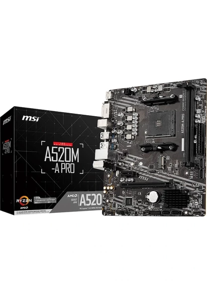 MSI A520M-A Pro AMD A520 4600 MHz (OC) DDR4 Soket AM4 mATX Anakart ürün görseli 1