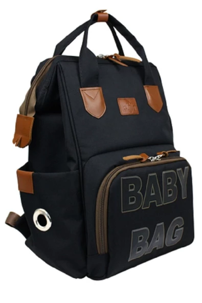Stylo Monaco Baby Bag Baskılı Anne Bebek Bakım Sırt Çantası - Siyah Baskı ürün görseli 1