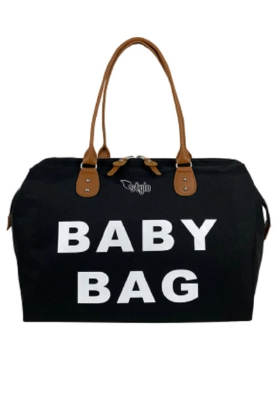 Stylo Baby Bag Baskılı Tek Anne Bebek Bakım Omuz Çantası -siyah ürün görseli 1