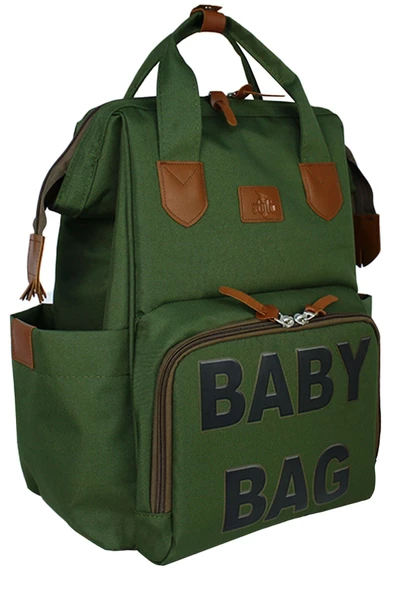Stylo Monaco Baby Bag Baskılı Anne Bebek Bakım Sırt Çantası - Haki ürün görseli 1