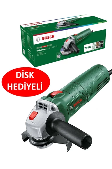 Bosch Spiral Avuç Içi Taşlama Sipral 750 Watt 115 Mm + 115 Mm Metal Kesme Diski Hediyeli ürün görseli 1