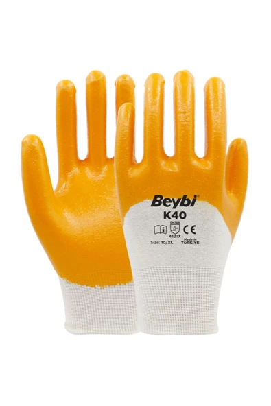Beybi K40 Sarı Nitril İşçi İş Eldiveni XL/10 / 12 ADET ürün görseli 1