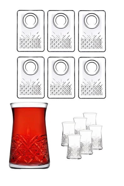 Paşabahçe Timeless 42891 Çay Bardağı Ve 54851 Sunumlu Çay Tabağı Seti 6 Kişilik ürün görseli 1