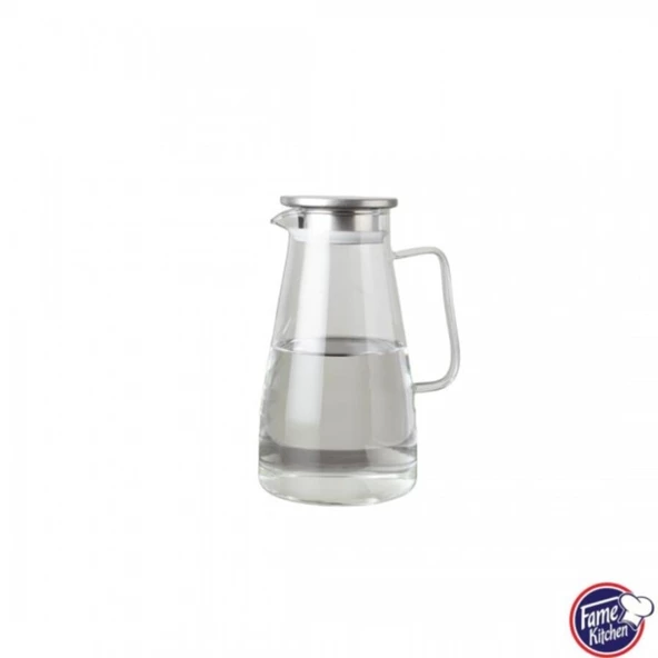 Fame Kitchen UN603 Büyük Boy Metal Süzgeç Kapaklı  Borosilikat Cam Sürahi 1800cc ürün görseli 1