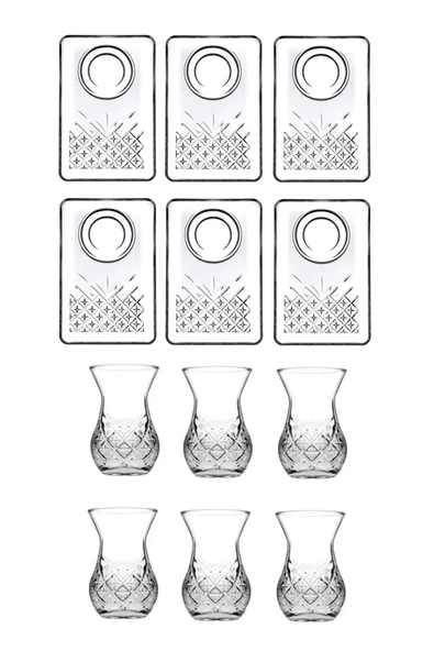 Paşabahçe Timeless 42881 Çay Bardağı Ve 54851 Sunumlu Çay Tabağı Seti 6 Kişilik ürün görseli 1