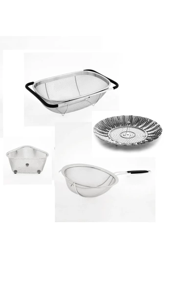 Fame Kitchen Ultra Paslanmaz Çelik Çok Amaçlı Pratik Mutfak Süzgeç Seti-4 Parça ürün görseli 1