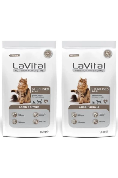 Lavital Sterilised Kuzulu Kısırlaştırılmış Kuru Kedi Mamasi 1.5 Kg X 2 Adet ürün görseli 1