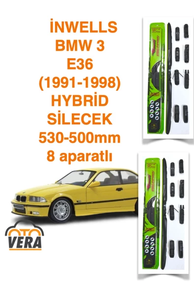 Inwells BMW 3 E36   (1991-1998) Inwells HYBRİD 8 aparatlı Silecek Takımı  530x500 ürün görseli 1