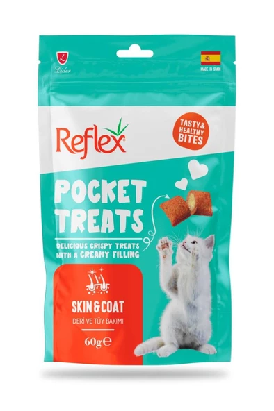 Reflex Pocket Treats Deri ve Tüy Bakımı Yetişkin Kedi Ödül Maması 60gr ürün görseli 1