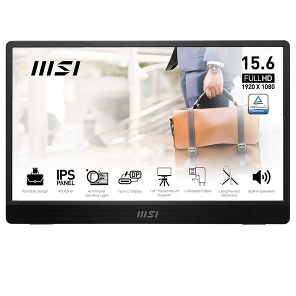 MSI 15.6" FLAT IPS PRO MP161 E2 4MS 60HZ TAŞINABİLİR MONİTÖR ürün görseli 1