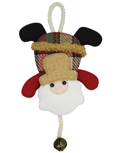 Yılbaşı Kapı Süsü Ekoseli Çanlı Noel Baba 20 Cm ürün görseli 1