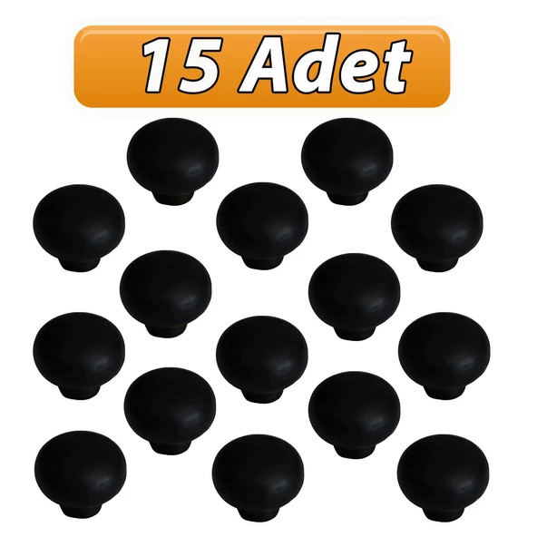 15 Adet Petunya Kulp Siyah Polimer Düğme Kulp Mantar Mobilya Mutfak Dolabı Çekmece Kulbu Kulpları ürün görseli 1