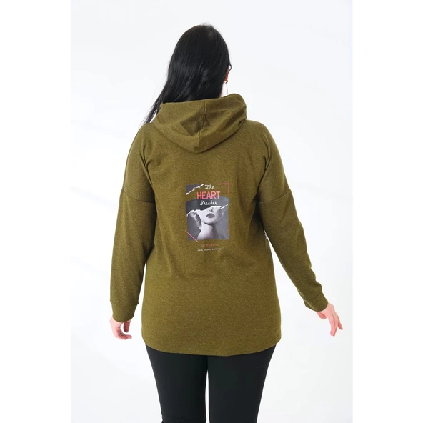 Kapüşonlu Büyük Beden Sweatshirt - Resim 5