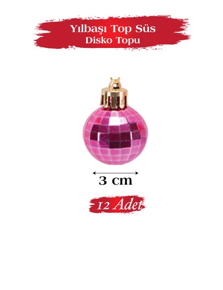 Yılbaşı Top Süs 3 cm Disko Topu 12 li - Resim 2
