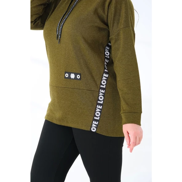 Kapüşonlu Büyük Beden Sweatshirt - Resim 2