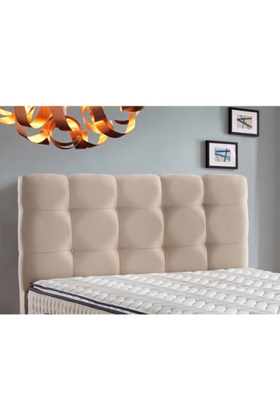 Belletto Tek Kişilik Vintage Lüx Krem Kumaş Başlık 100 cm ürün görseli 1
