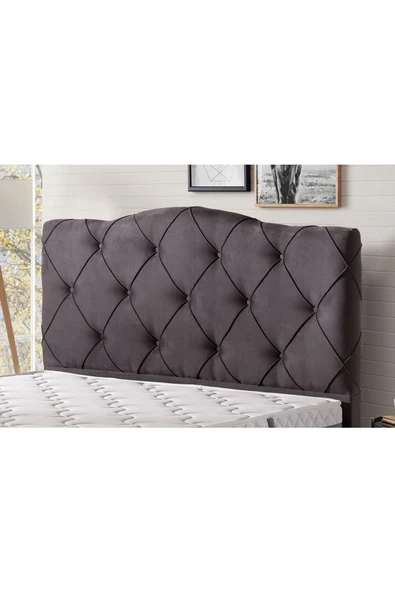 Belletto Çift Kişilik Deluxe 160 cm Gri Lüx Kumaş Başlık ürün görseli 1