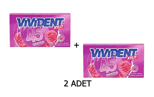 Vivident 45 Dakika Ahududu Aromalı Şekersiz-Tatlandırıcılı Şerit Sakız 26g (2 ADET) ürün görseli 1