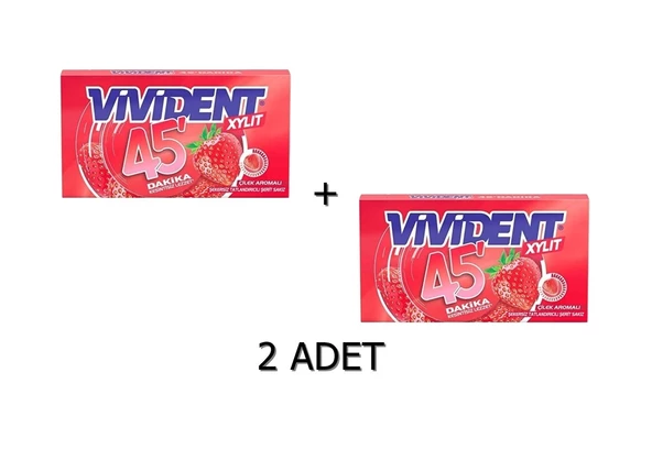 Vivident 45 Dakika Çilek Aromalı Şekersiz-Tatlandırıcılı Şerit Sakız 26g (2 ADET) ürün görseli 1