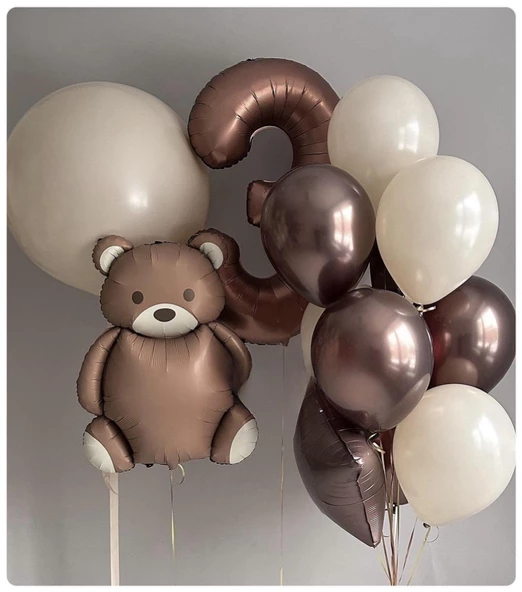 Retro Büyük Ayı Rakam Folyo Balon Seti ürün görseli 1
