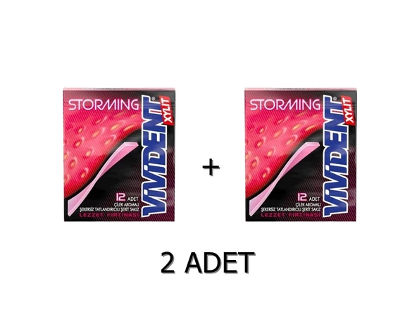 Vivident Storming Çilek Aromalı Şekersiz-Tatlandırıcılı Şerit Sakız 33g (2 ADET) ürün görseli 1