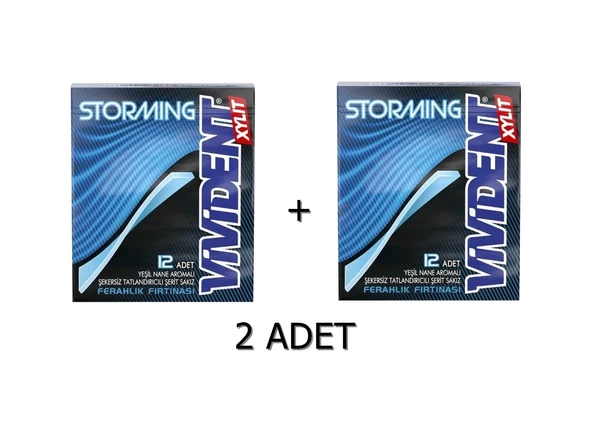 Vivident Storming Yeşil Nane Aromalı Şekersiz-Tatlandırıcılı Şerit Sakız 33g (2 ADET) ürün görseli 1