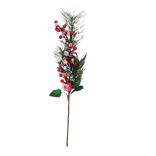 Yılbaşı Çam Dalı Berry Demeti Kozalaklı Karlı 40 Cm ürün görseli 1