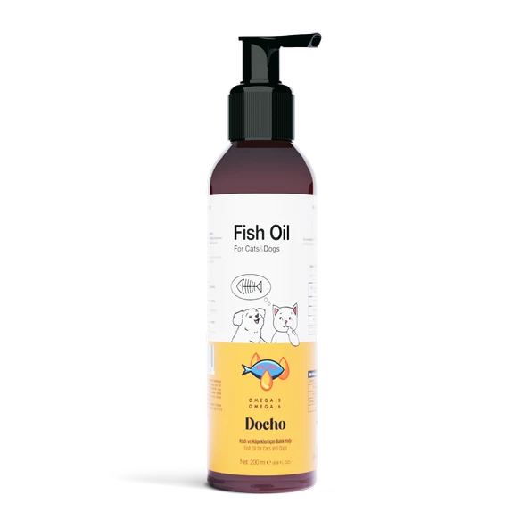Docho Kedi ve Köpekler İçin OMEGA 3 ve 6 İçerikli Balık Yağı 200 ML ürün görseli 1