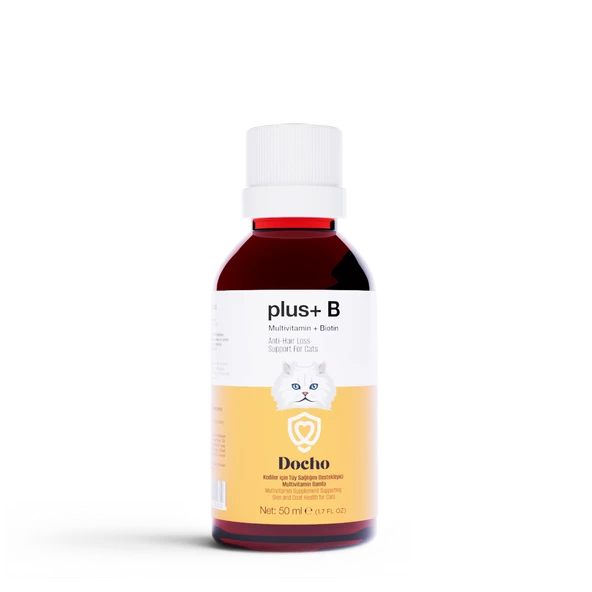 Docho Kediler İçin Tüy Sağlığını Destekleyici Multivitamin ve Biotin içerikli Damla 50 ML ürün görseli 1