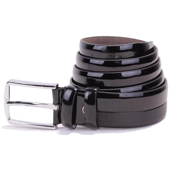 Dagoster DMK26-304 Siyah Rugan 3,5 cm Suni Deri Erkek Kemer ürün görseli 1