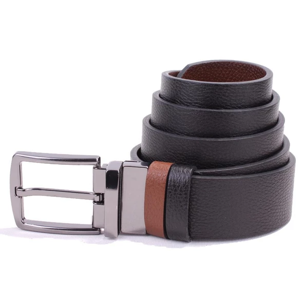 Dagoster DMK26-465DG Siyah Taba 4 cm Çift Taraflı Hakiki Deri Erkek Kemer ürün görseli 1