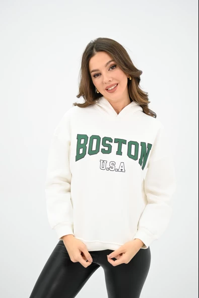 Kadın Kapüşonlu Baskılı Sweatshirt 1627-25 ürün görseli 1