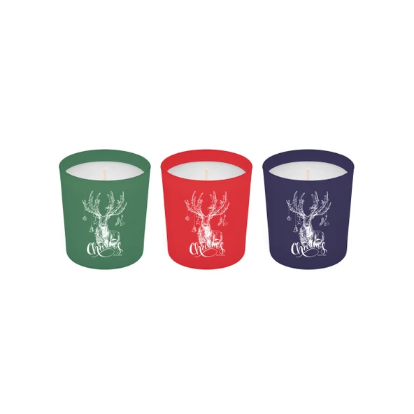 Selka Home 3'lü Christmas Geyik Tasarım Cam Kokulu Candle Mum 110 gr ürün görseli 1