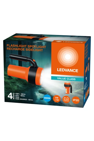 Ledvance Led Side 5W+3W 6500K 100-120-300lm IP20 4 Farklı Mod Şarjlı El Feneri ürün görseli 1