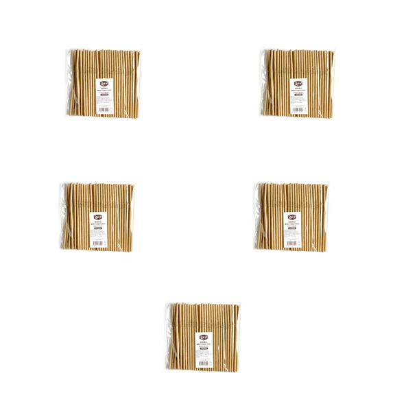 Roll-Up Doğaya Dönüş Ekolojik Doğal Körüklü Kraft Kağıt Pipet - 6 mm. - 19.5 Cm. - 100'lü 5 Paket ürün görseli 1