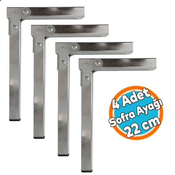 Metal Katlanır Sofra Ayağı 22 cm Siyah Taban Yer Sofrası Sini Altı Mobilya Ayak Sehpa Masa 4 Adet ürün görseli 1