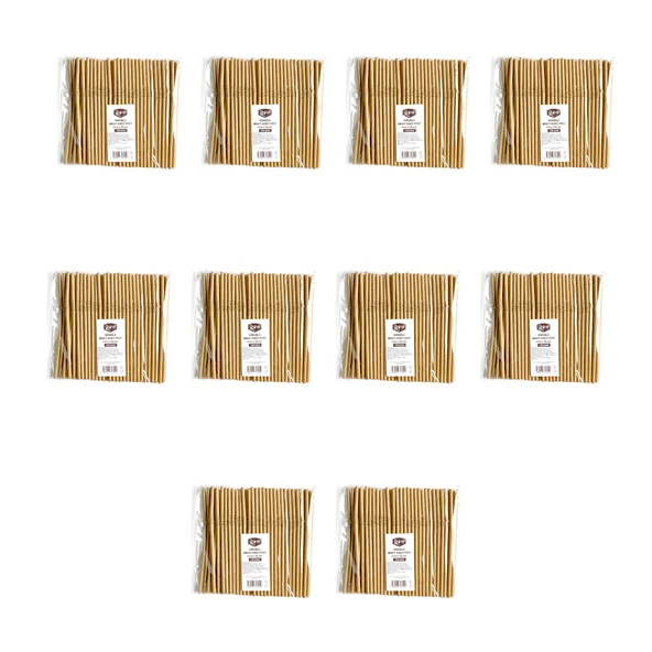 Roll-Up Doğaya Dönüş Ekolojik Doğal Körüklü Kraft Kağıt Pipet - 6 mm. - 19.5 Cm. - 100'lü 10 Paket ürün görseli 1
