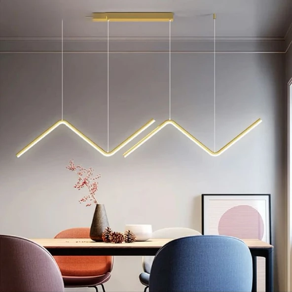 Sarsala / 120 cm / Sarkıt Avize / Gold Gövde / 3 Renk Işık ürün görseli 1