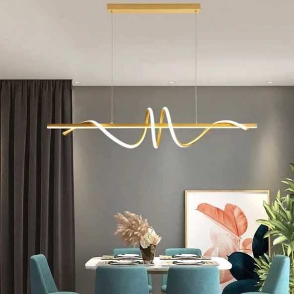 Ulupinar / 100 cm / Gold Gövde / Sarkıt Avize / 3 Renk Işık ürün görseli 1