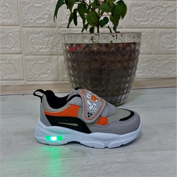 M.P One 3127 Gri-Siyah Işıklı Fuspetli Bebe Spor Ayakkabı ürün görseli 1