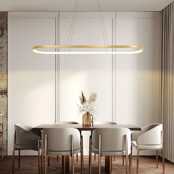 Yenice / 120 cm / Sarkıt Avize / Gold Gövde / 3 Renk Işık / 3 Yıl Garanti ürün görseli 1