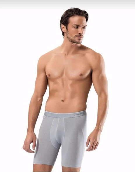 ERDEM 1470 ERKEK LİKRALI UZUN BOXER TEKLİ  GRi L ürün görseli 1