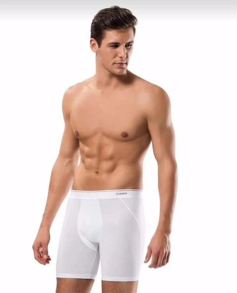ERDEM 1470 ERKEK LİKRALI UZUN BOXER 6 ADET  BEYAZ 3XL ürün görseli 1