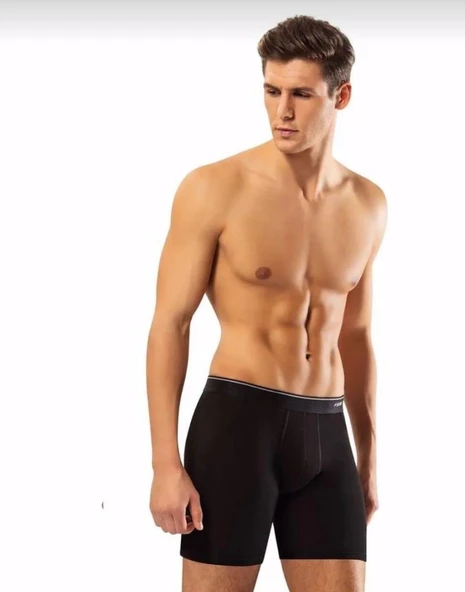 ERDEM 1470 ERKEK LİKRALI UZUN BOXER TEKLİ  SİYAH 4XL ürün görseli 1