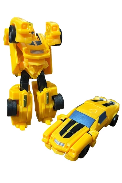 SUPER Warrior Mini Plastik Gövdeli Dönüşebilen Robot Araba 7.5 CM SARI ürün görseli 1