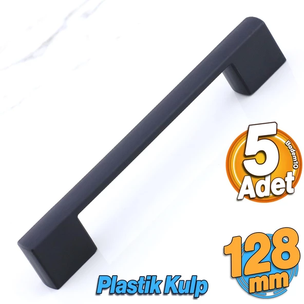 Gölcük 128 mm (SERT PLASTİK) 5 ADET Siyah Mobilya Çekmece Mutfak Dolap Dolabı Kulpu Kulbu Kulpları ürün görseli 1